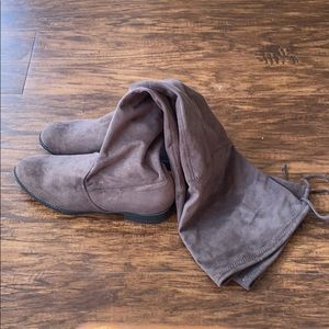 Grey Over the Knee Flat Boots - UNISA